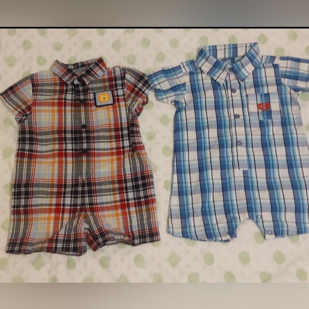 Phat Farm Plaid Kids One Pieces - Red and Blue